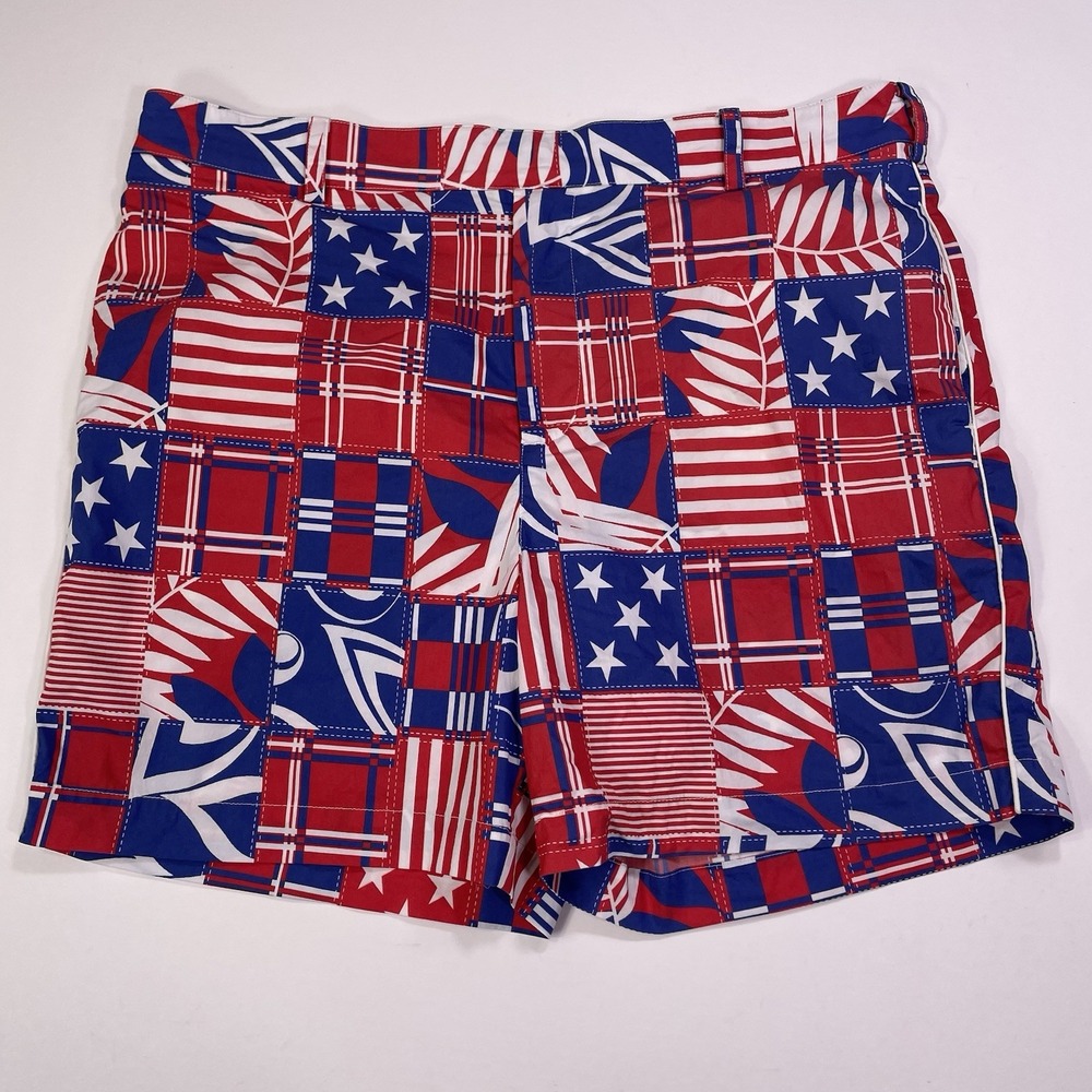 Loudmouth Golf Shorts Men's 36 Patriotic Patchwork 5.5" USA Flag July 4th BBQ